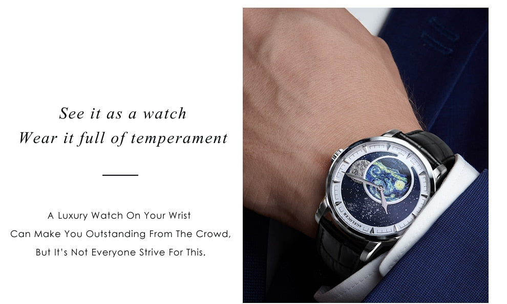 AGELOCER Switzerland Designer Moon Phase Luxury Watch Top Brand Mens Automatic Sapphire Watches Mechanical Power Reserve