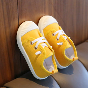 HGM Boys Canvas Shoes Sneakers Girls Tennis Shoes Lace-up Children Footwear Toddler Yellow Chaussure Zapato Casual Kids Canvas Shoes