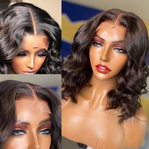 Highlight Wig Human Hair Wigs Short Bob Wig For Black Women T Part Brazilian Pre Plucked With Baby Hair Body Wave Lace Front Wig