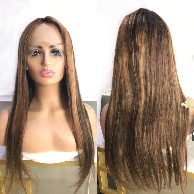 HGM Highlight Wig Human Hair Lace Front Ombre Blonde Brown Wigs Bob Straight Brazilian Quality Wig Hd Lace Frontal Wig