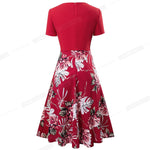 Load image into Gallery viewer, Women Boho Floral Print Elegant Dresses Casual Swing Flare Patchwork Dress
