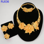 Load image into Gallery viewer, HGM Gold Jewelry Sets For Women Indian Jewelery African Designer Necklace Ring Earring Wedding Accessories
