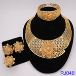 Load image into Gallery viewer, HGM Gold Jewelry Sets For Women Indian Jewelery African Designer Necklace Ring Earring Wedding Accessories
