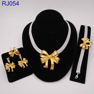 HGM Gold Jewelry Sets For Women Indian Jewelery African Designer Necklace Ring Earring Wedding Accessories