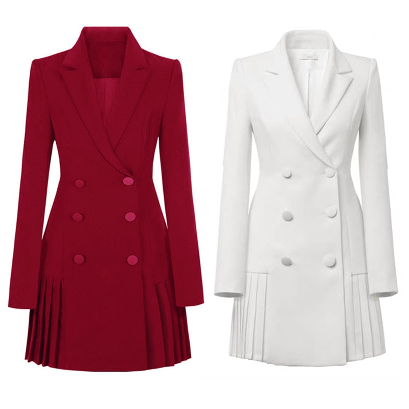 Long Sleeve Suit Jacket  Elegant Formal Office Ladies Double Breasted Vestidos