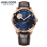 Cargar imagen en el visor de la galería, AGELOCER Switzerland Designer Moon Phase Luxury Watch Top Brand Mens Automatic Sapphire Watches Mechanical Power Reserve
