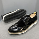 Load image into Gallery viewer, British Style Classic Men&#39;s Business Casual Shoes Patent Leather Suede Wingtip Brogue Oxfords Black Flat Fashion Shoes
