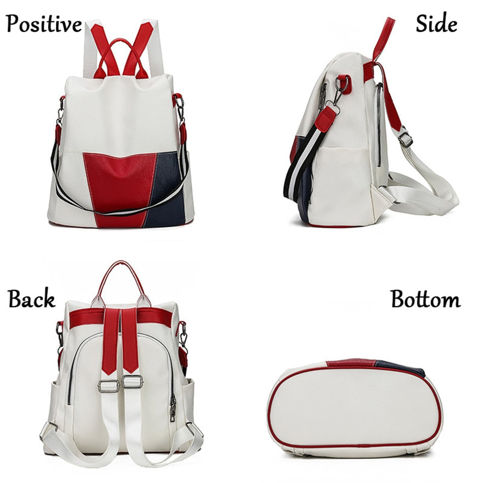 HGM High Quality Leather Women Backpack Anti-Theft Travel Backpack Large Capacity  Bags for Girls