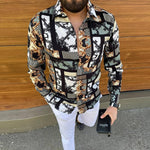 Load image into Gallery viewer, Casual Loose Turn-down Collar Mens Shirts Vintage Printing Button Short Sleeve Tops Men Clothing Fashion Streetwear
