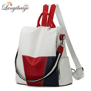 HGM High Quality Leather Women Backpack Anti-Theft Travel Backpack Large Capacity  Bags for Girls