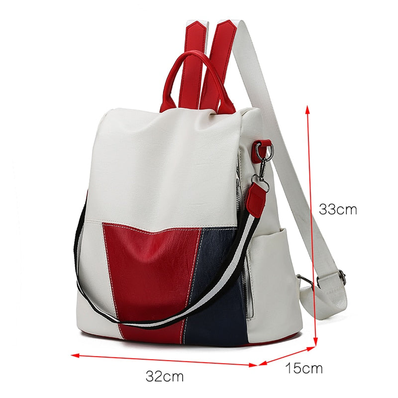 HGM High Quality Leather Women Backpack Anti-Theft Travel Backpack Large Capacity  Bags for Girls