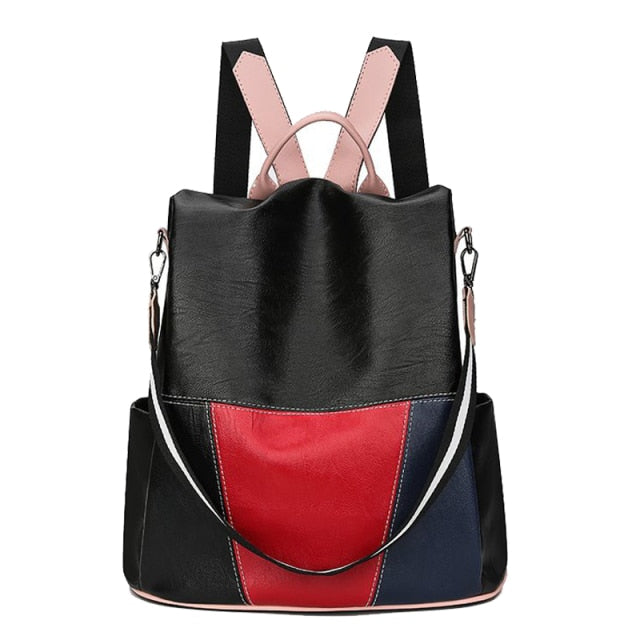 HGM High Quality Leather Women Backpack Anti-Theft Travel Backpack Large Capacity  Bags for Girls