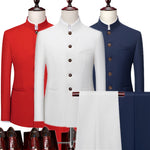 Load image into Gallery viewer, Fashion Men Retro Party 2 Piece Set Blazer Pants Luxury Embroidery Men Tang Suit Jacket Trousers
