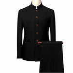 Load image into Gallery viewer, Fashion Men Retro Party 2 Piece Set Blazer Pants Luxury Embroidery Men Tang Suit Jacket Trousers
