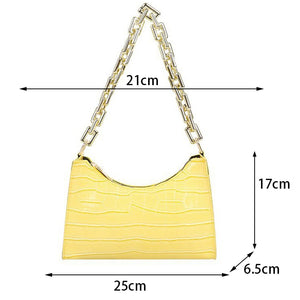Crocodile Pattern Zipper Handbags New Fashion Texture Embossed Lacquer Shoulder Bag Simple and Small Square Bags for Women