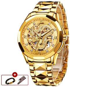JSDUN Brand Luxury Automatic Mechanical Watches for Men Gold Dragon Watch Waterproof Fashion Unique Gift relogio masculino