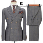 Load image into Gallery viewer, New Men Suit Plaid Double Breasted Two Pieces Slim Fit High Quality Wedding Party
