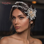 Load image into Gallery viewer, HGM Silver Diamonds Bridal Crown Wedding Hair Accessories Bridal Headwear Rhinestone Headband for Women Headpiece
