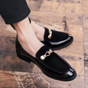 Metal Decoration Suede Driving Shoes Men  Casual Loafers Business Formal Dress Footwear