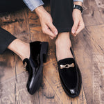Load image into Gallery viewer, Metal Decoration Suede Driving Shoes Men  Casual Loafers Business Formal Dress Footwear

