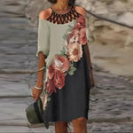 Load image into Gallery viewer, HGM Fashion Retro Printing Women Dress Sexy V-Neck Short Sleeve Loose Beach Homewear Dress Casual Comfy Female Model Dress
