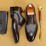 Cargar imagen en el visor de la galería, Men&#39;s Dress Shoes Leather Ventilation Lace-Up Fashion Bullock Men Shoes Formal Business Casual shoes
