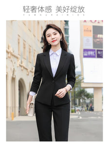 HGM Formal Suits Women Fashion Business Long Sleeve Blazer And Pants Office Ladies Work Wear