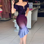 Load image into Gallery viewer, Fashion Sexy Women Backless Solid Club Glitter Dresses Hollow Out Off Shoulder Party Dress Elegant Bodycon Mermaid Ruffle Dress
