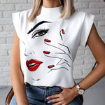 Load image into Gallery viewer, Elegant Women Chain Print Blouse Shirts New Summer Casual Stand Neck Pullovers Tops
