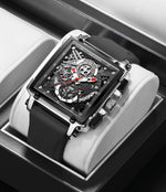 Cargar imagen en el visor de la galería, Top Brand Luxury Waterproof Quartz Square Wrist Watches for Men Date Sports Silicone Clock

