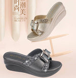 Load image into Gallery viewer, HGM Ladies Leather Wedges Shoes Casual Slingbacks Sandals Comfortable Platform

