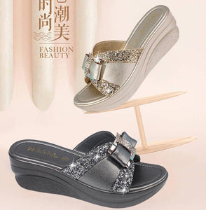 HGM Ladies Leather Wedges Shoes Casual Slingbacks Sandals Comfortable Platform