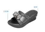 Load image into Gallery viewer, HGM Ladies Leather Wedges Shoes Casual Slingbacks Sandals Comfortable Platform
