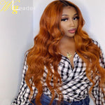 Load image into Gallery viewer, HGM Wigleader Human Hair Lace Front Wigs 180% Preplucked Lace Frontal Wig 1b/ Ginger Orange Ombre Glueless Hair Wigs Wavy Lace Wigs
