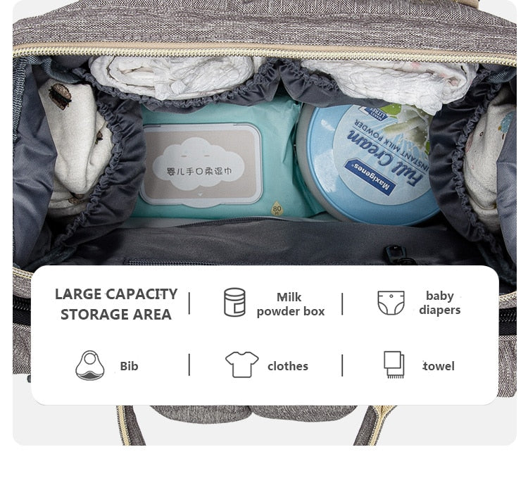 Large Capacity Diaper Bag Backpack Multifunctional Foldable Baby Bed Crib Bag Maternity Handbag Stroller Bag Insulation Nursing