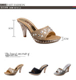 Load image into Gallery viewer, Spike Heels Women Pumps Sexy High Heels Women Crystal Party Women Shoes Gold Open Toe Ladies Shoes
