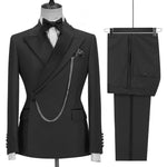 Load image into Gallery viewer, Custom Made Groom Tuxedo Peaked Lapel Double Breasted Men Suit Prom Wedding Party Men&#39;s Suits Costume (jacket + Pants)
