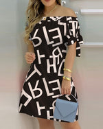 Load image into Gallery viewer, Summer Off shoulder Dress Women Fashion Casual Stripped Lace up Short Sleeves Mini Dress

