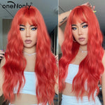 Load image into Gallery viewer, Long Body Wave Orange Red Synthetic Wigs for Women Natural Party Cosplay Wig Heat Resistant Hair
