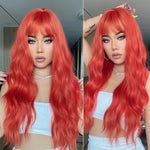 Load image into Gallery viewer, Long Body Wave Orange Red Synthetic Wigs for Women Natural Party Cosplay Wig Heat Resistant Hair
