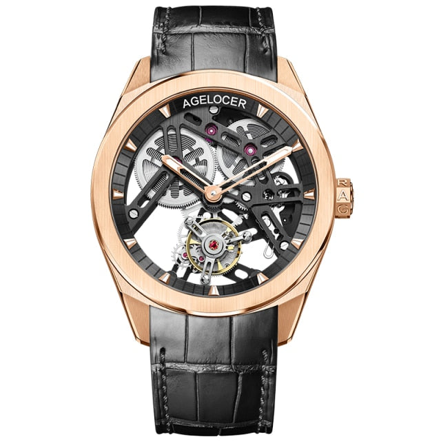 AGELOCER Tourbillon Watches Men Mechanical Watch Sapphire Power Reserve Limited Edition Skeleton Wrist Watch