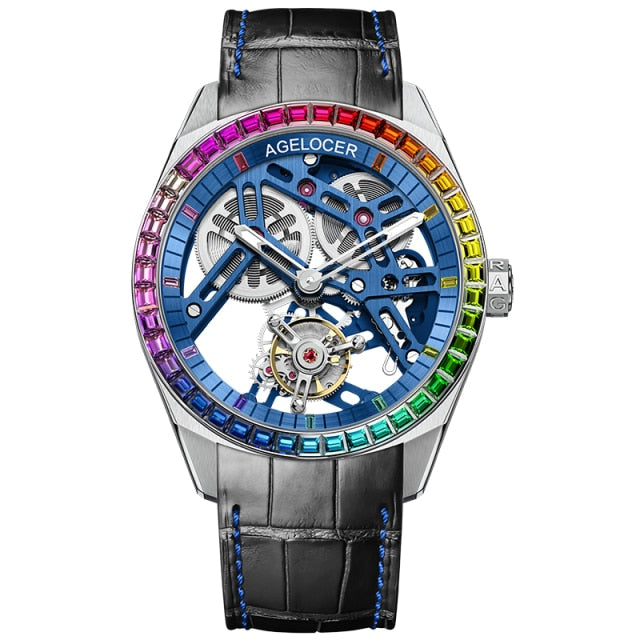 AGELOCER Tourbillon Watches Men Mechanical Watch Sapphire Power Reserve Limited Edition Skeleton Wrist Watch
