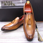 Load image into Gallery viewer, LUXURY ITALIAN LOAFERS MEN DRESS SHOES FASHION HAND-MADE SLIP ON TASSEL LOAFERS WEDDING OFFICE SHOES CASUAL MEN SHOES LEATHER
