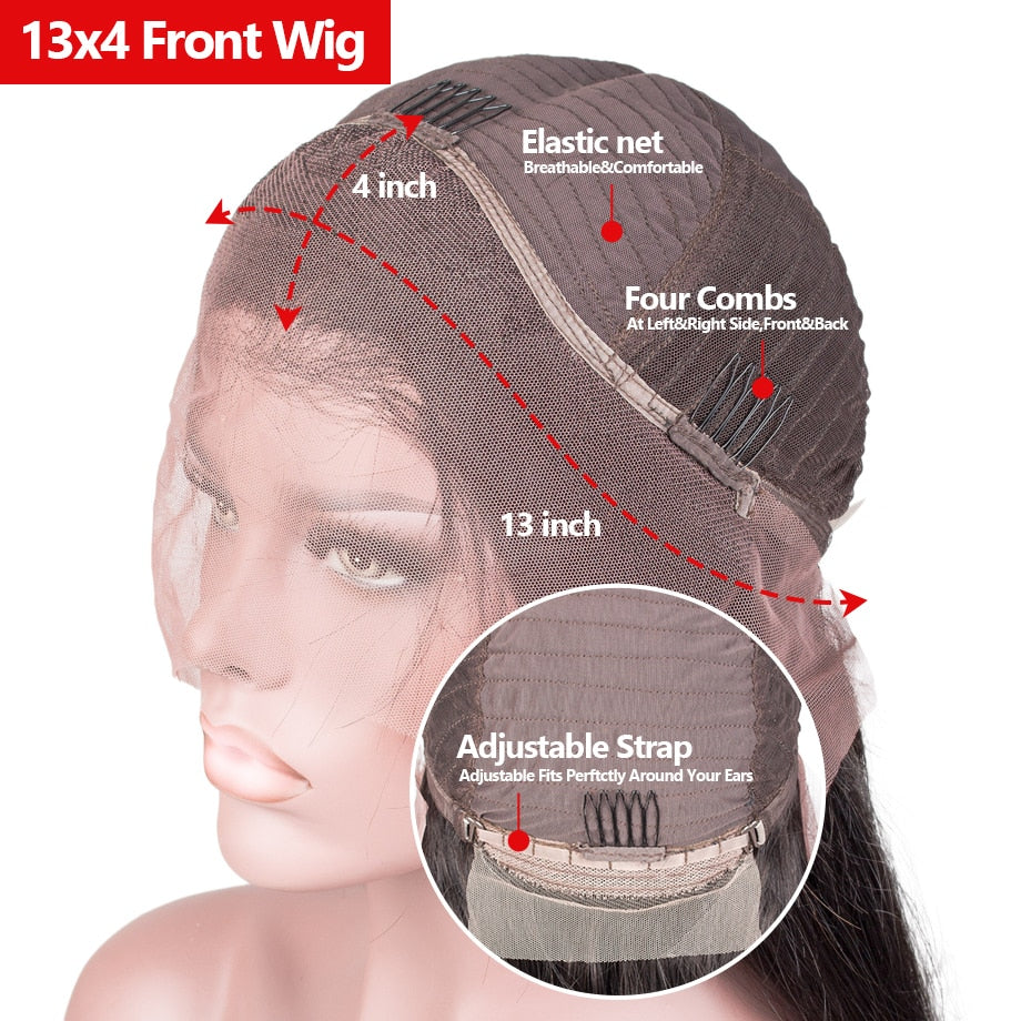 HD Lace Frontal Wigs Transparent Full Lace Human Hair Wigs For Black Women 30 Inch Brazilian Bob 13x4 Body Wave Lace Front Wig