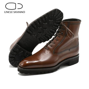 Men's Boots Winter Add Velvet Lace Up Shoes Brown Work Boots Non-Slip Fashion Designer Men Genuine Leather Shoes