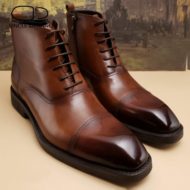 Men's Boots Shoes Genuine Leather Non-Slip Work Boots Fashion Designer Shoes