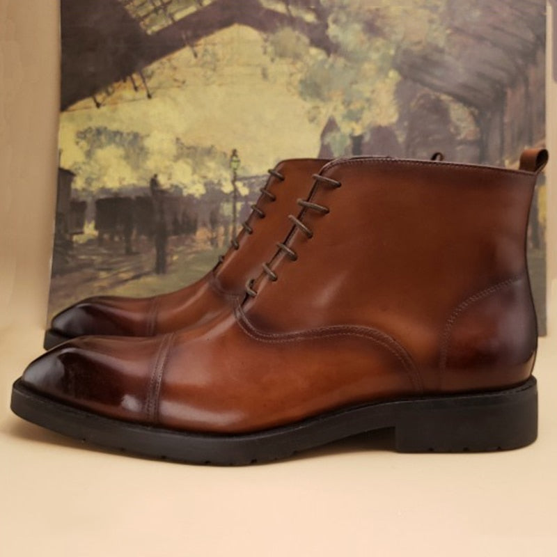 Men's Boots Shoes Genuine Leather Non-Slip Work Boots Fashion Designer Shoes