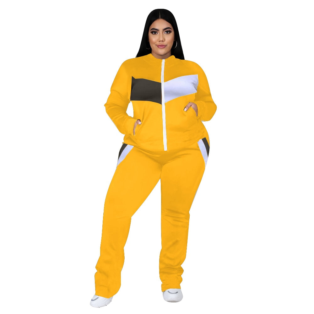 Plus Size Women Clothing Tracksuit Two Piece Set 5XL Sweatsuit Coat and Sweatpants Sport New Jogging Suit