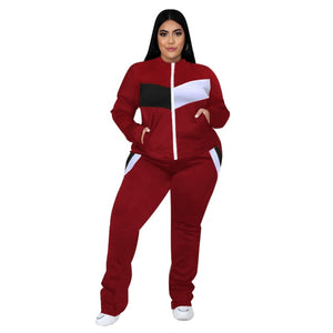 Plus Size Women Clothing Tracksuit Two Piece Set 5XL Sweatsuit Coat and Sweatpants Sport New Jogging Suit