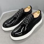Load image into Gallery viewer, Luxury High Quality Men&#39;s Casual Shoes Patent Leather Lace Up Autumn Brand Comfortable Flat Oxford Shoes
